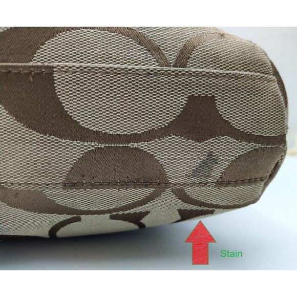 Coach Signature Brown Canvas Leather Trim Zipper Crossbody Shoulder Bag - Picture 8 of 14